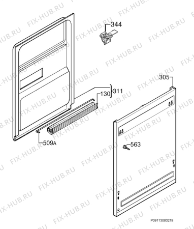 Взрыв-схема посудомоечной машины Juno Electrolux JSL34023 - Схема узла Door 003